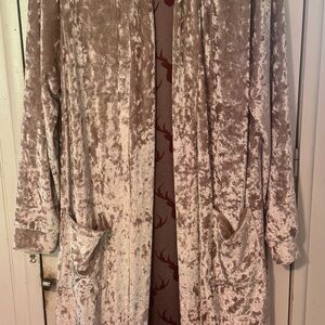 Panache Apparel Women's Velvet Long Robe - baby pink